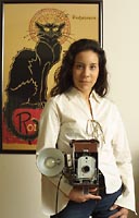 With an old Polaroid